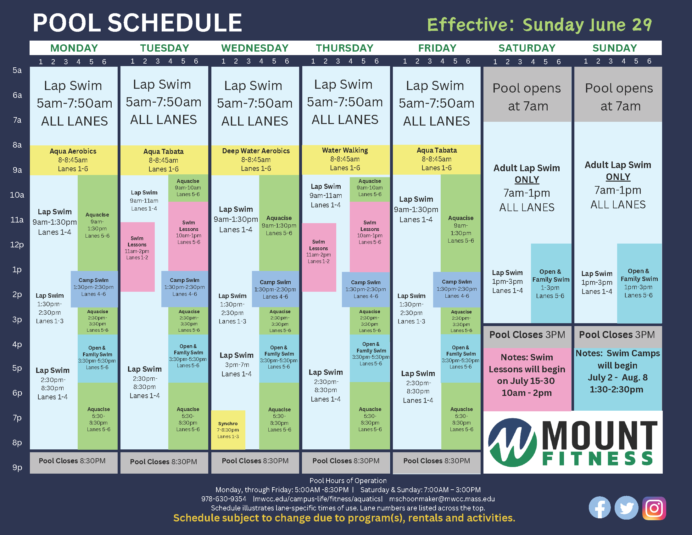 Summer July 2025 Schedule